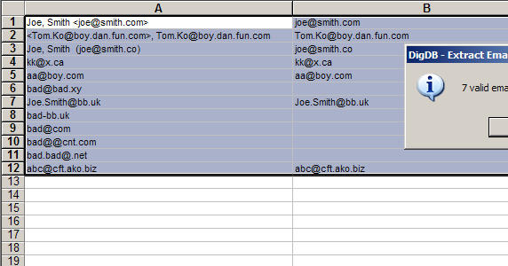 Extract Valid Email Address in Excel