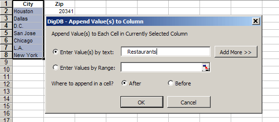 Append value(s) to a column (before or after)