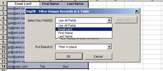 Find & Remove Duplicates - Dedupe Excel Table List