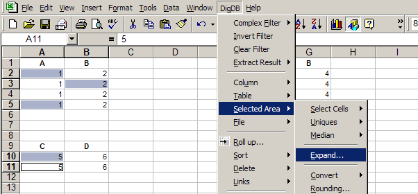 Expand Selection in Excel