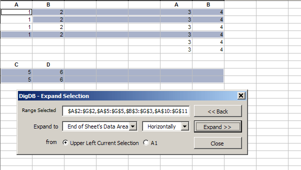 Expand Selection in Excel