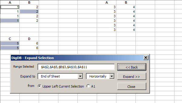 Expand Selection in Excel