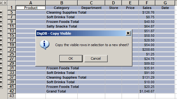 Extract result - subtotal, groupings, filters