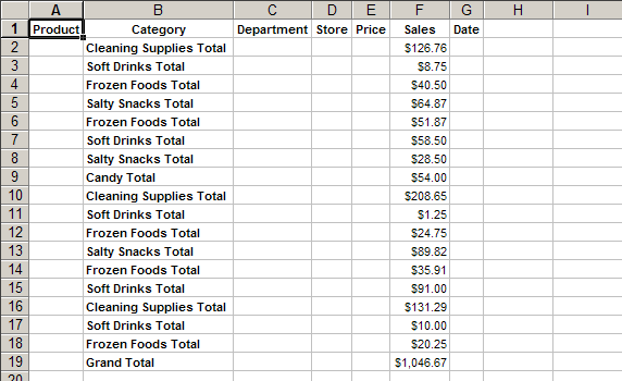 Extract result - subtotal, groupings, filters