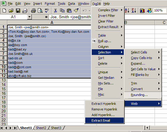 how to check valid email address in excel
