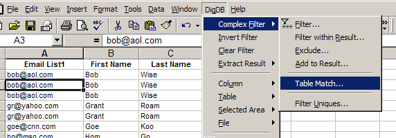 Match Tables (lists) by Columns in Excel