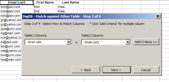 Match Tables (lists) by Columns in Excel