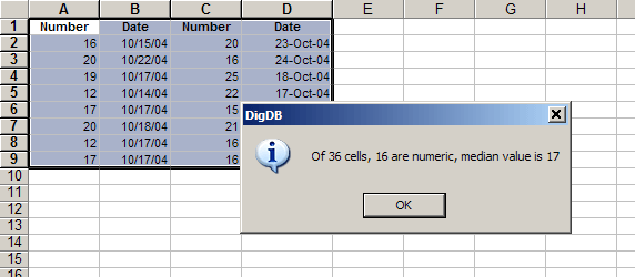 Excel Median - middle value in selection