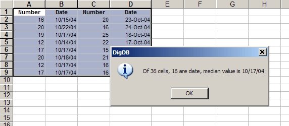 Excel Median - middle value in selection