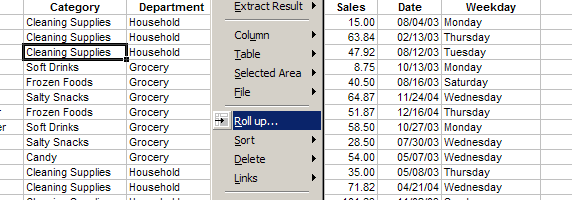 Roll up, pivot table, subtotal - list aggregate summary