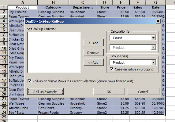 Roll up, pivot table, subtotal - list aggregate summary