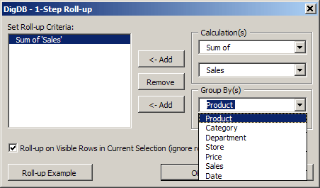 Roll up, pivot table, subtotal - list aggregate summary