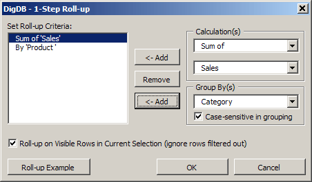 Roll up, pivot table, subtotal - list aggregate summary