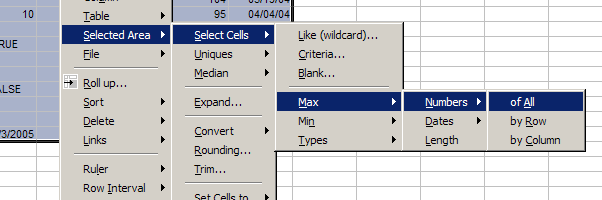 Select cells - Maximum (max), Minimum (min)