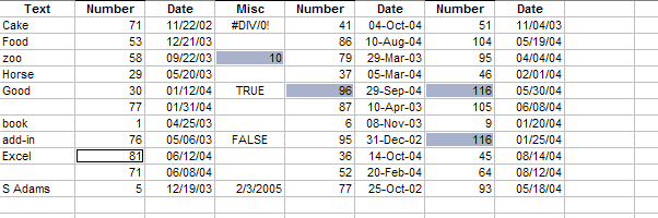 Select cells - Maximum (max), Minimum (min)