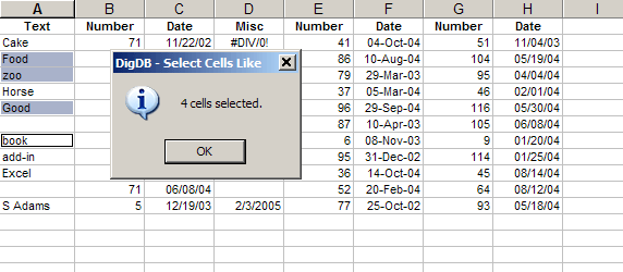 Select cells by multiple criteria, wildcard