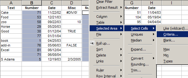 Select cells by multiple criteria, wildcard