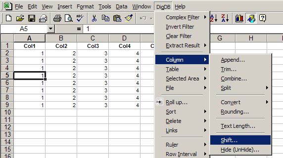 Shift Columns