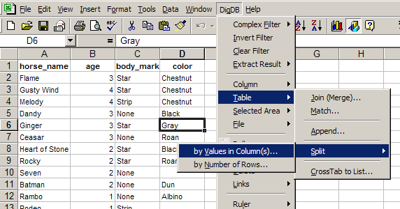 Split Table, List