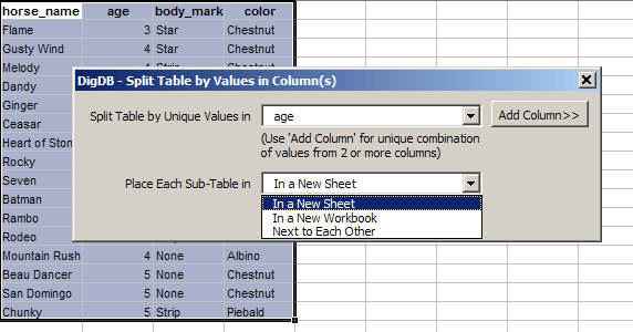 Split Table, List